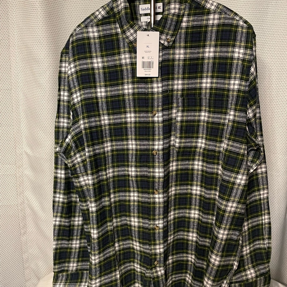 Saddlebred Men's Blue and Green Plaid Button Down Shirt